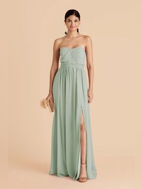 Birdy Grey Grace Convertible Chiffon Bridesmaid Dress w/ Slit  Sage Green Size S